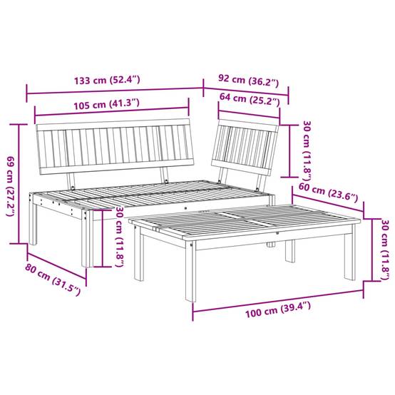 ComfortXL - Salon de Jardin Palette 2 Pièces Bois d'Acacia Massif avec Canapé d'Angle et Table Basse Brun – ComfortXL Outdoor Living - Image 9