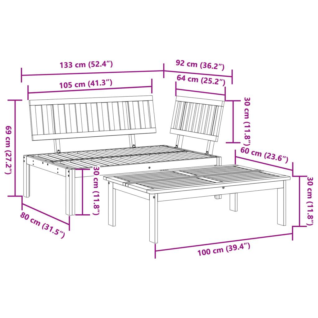 ComfortXL - Salon de Jardin Palette 2 Pièces Bois d'Acacia Massif avec Canapé d'Angle et Table Basse Brun – ComfortXL Outdoor Living - Image 9