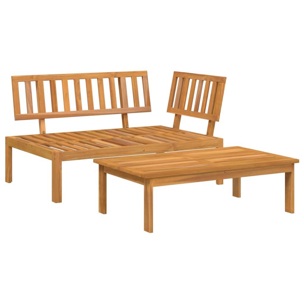 ComfortXL - Salon de Jardin Palette 2 Pièces Bois d'Acacia Massif avec Canapé d'Angle et Table Basse Brun – ComfortXL Outdoor Living - Image 2