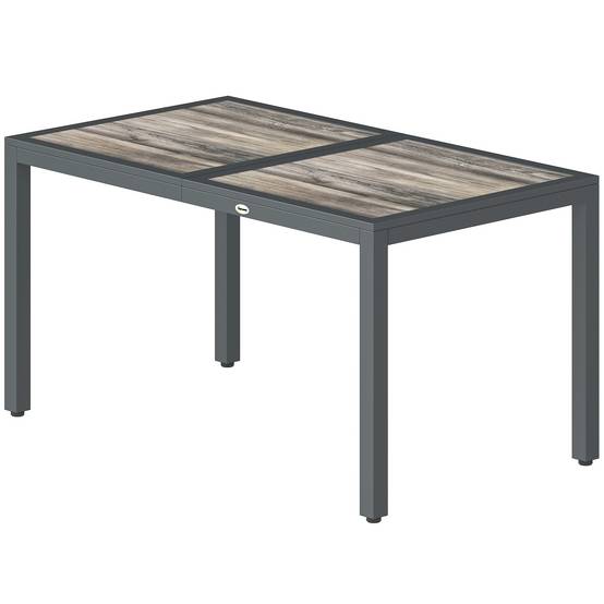 Sans Marque - Table jardin 4 à 6 personnes repas extérieure plateau effet bois 140x80x72 cm gris foncé - Image 2