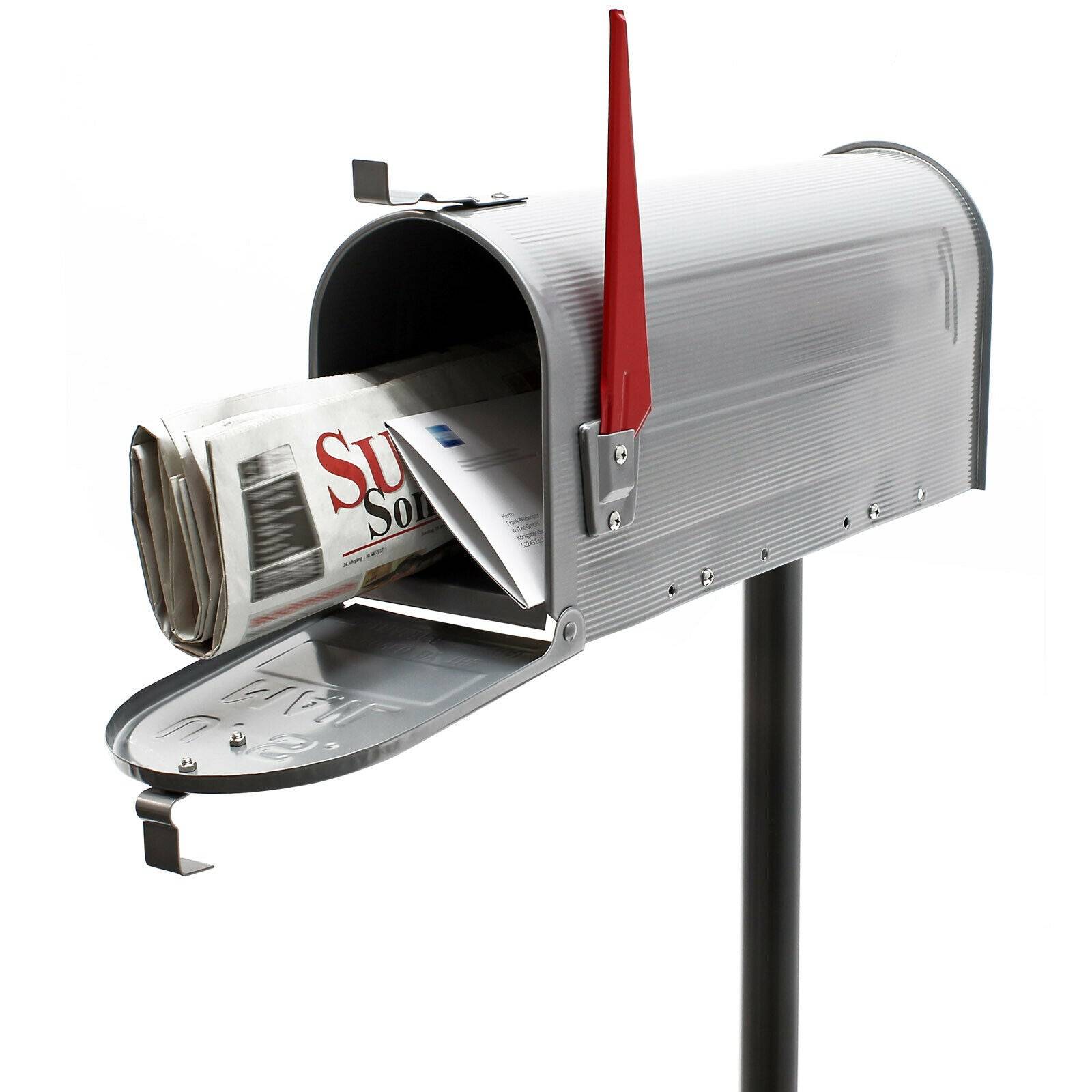 Us mailbox boite aux lettres design américain argenté pied de support courrier - Image 1