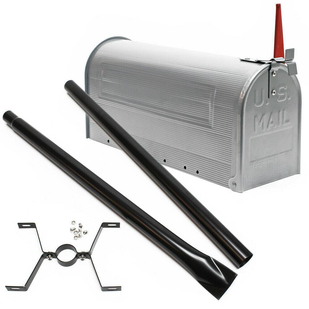 Us mailbox boite aux lettres design américain argenté pied de support courrier - Image 3