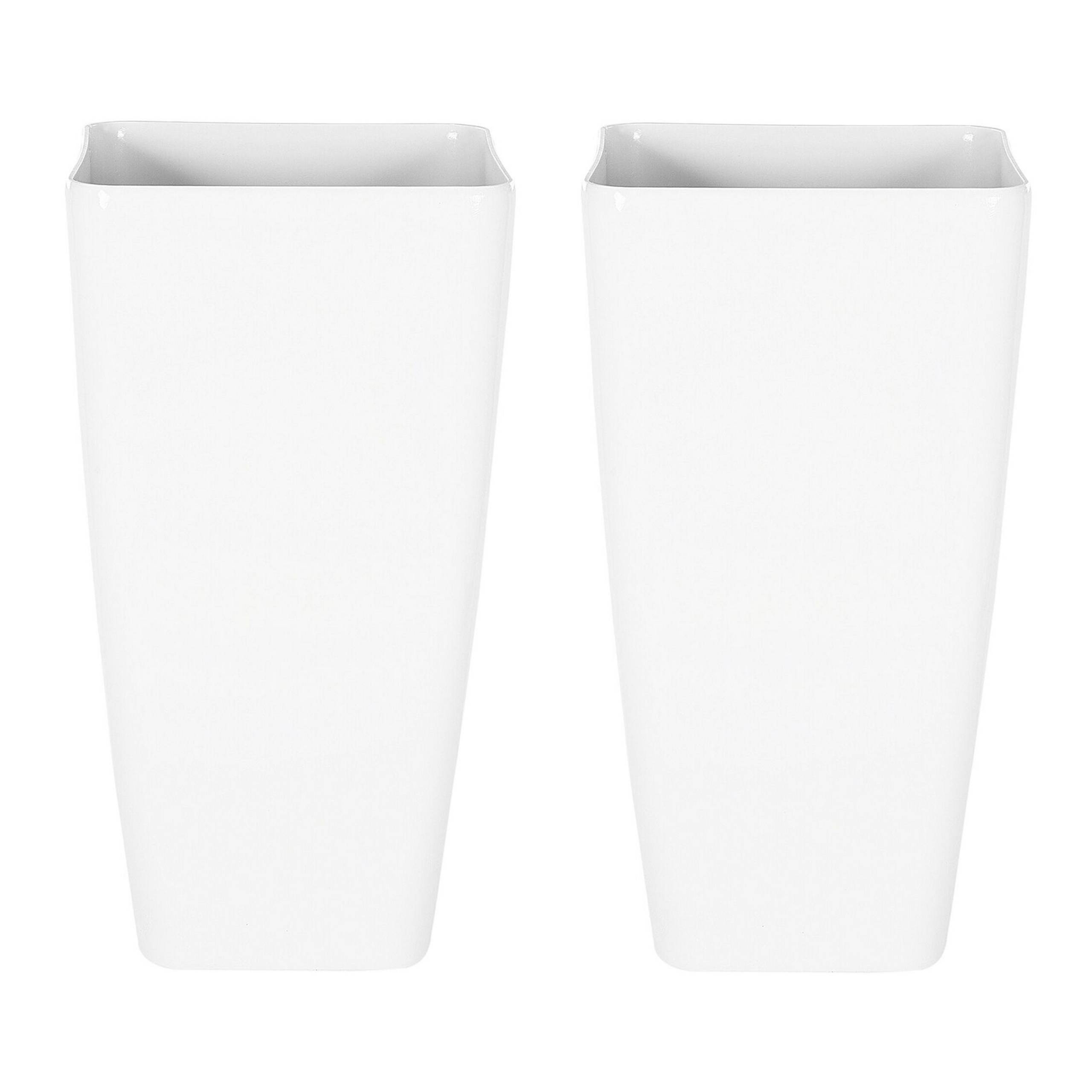 Beliani - Lot de 2 Hauts Pots de Fleurs 30 x 30 x 57 cm Blancs en Mélange de Pierres Fibres de Verre et Résine au Design Moderne pour Extérieur - Image 1