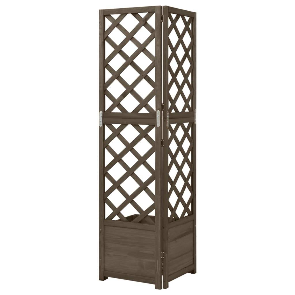 Helloshop26 - Jardinière d'angle en treillis 40 x 40 x 150 cm bois de sapin gris - Image 3