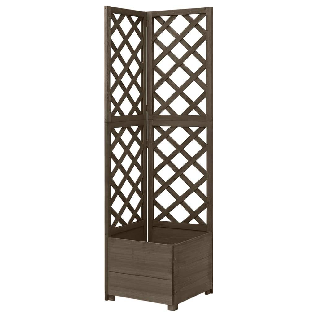 Helloshop26 - Jardinière d'angle en treillis 40 x 40 x 150 cm bois de sapin gris - Image 1