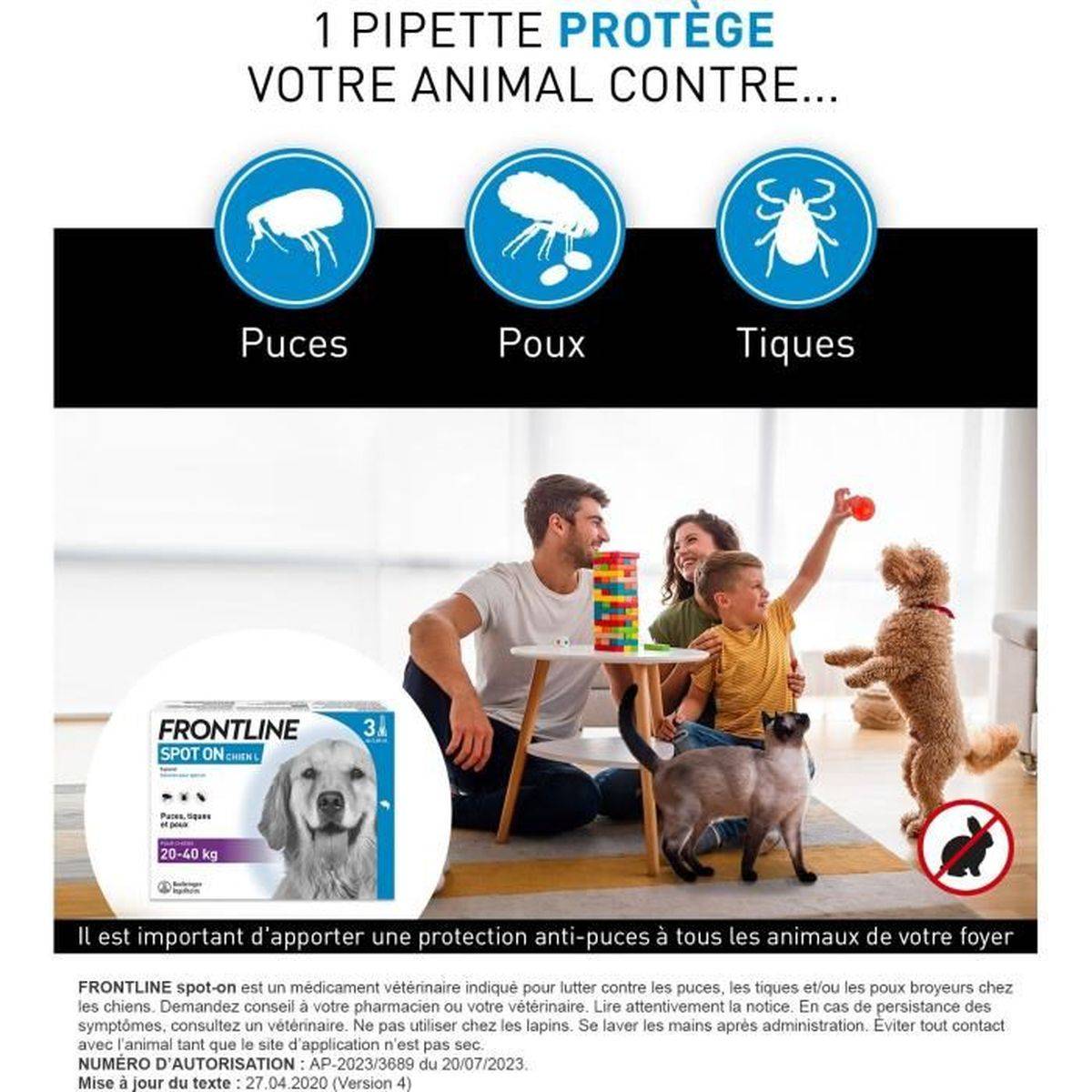 Frontline - Pipettes antiparasitaires chien 20 à 40 kg, 3 x 2,68 ml - FRONTLINE - Image 2