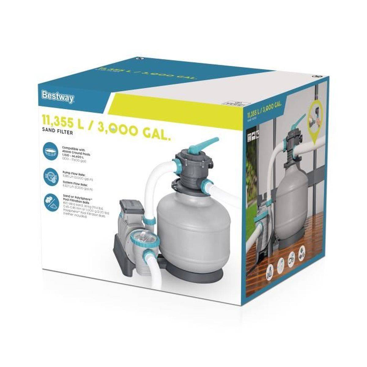 Bestway - Pompe filtrante à sable Bestway 11 355 L/h pour piscine hors sol, vanne 6 positions - BESTWAY - Image 9