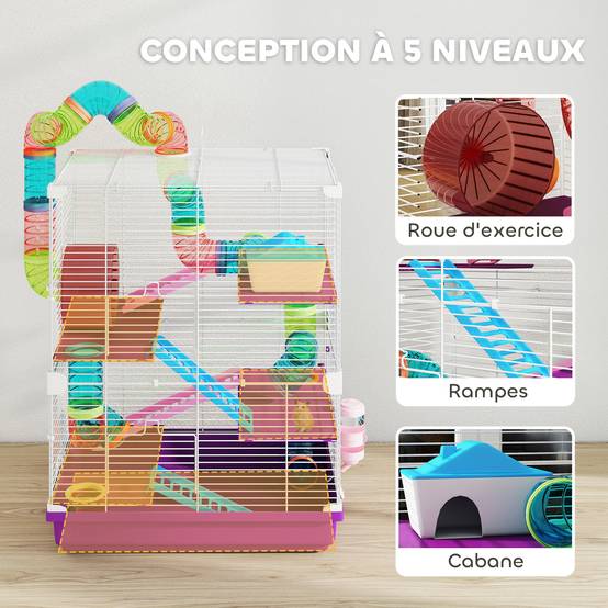 Cage rongeur métal pour appartement avec tubes 46x58cm Violet - ComfortXL Outdoor Living - Image 8