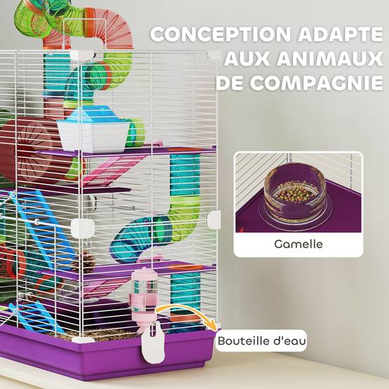 Cage rongeur métal pour appartement avec tubes 46x58cm Violet - ComfortXL Outdoor Living - Image 7