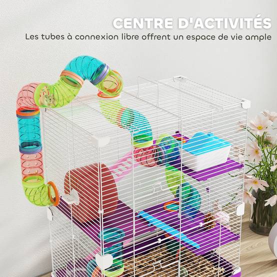 Cage rongeur métal pour appartement avec tubes 46x58cm Violet - ComfortXL Outdoor Living - Image 6