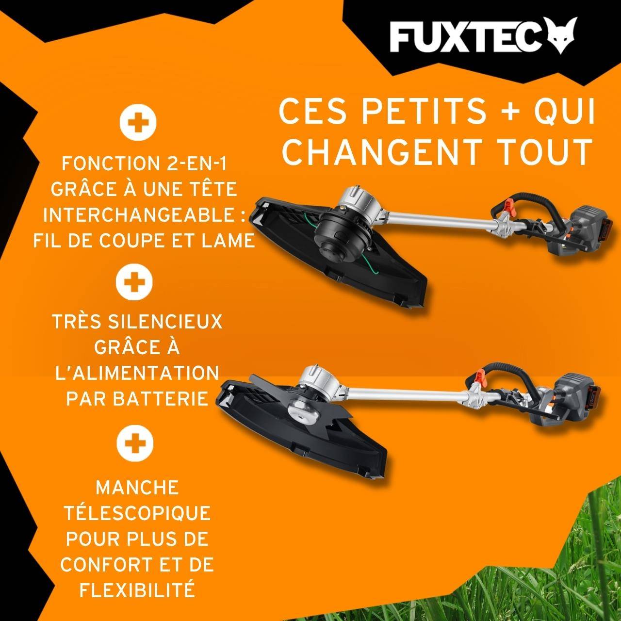 Débroussailleuse sans fil 40V FUXTEC FX-E2MS livrée sans batterie ni chargeur Fil et lame Largeur 25,5 - 35cm - Image 4