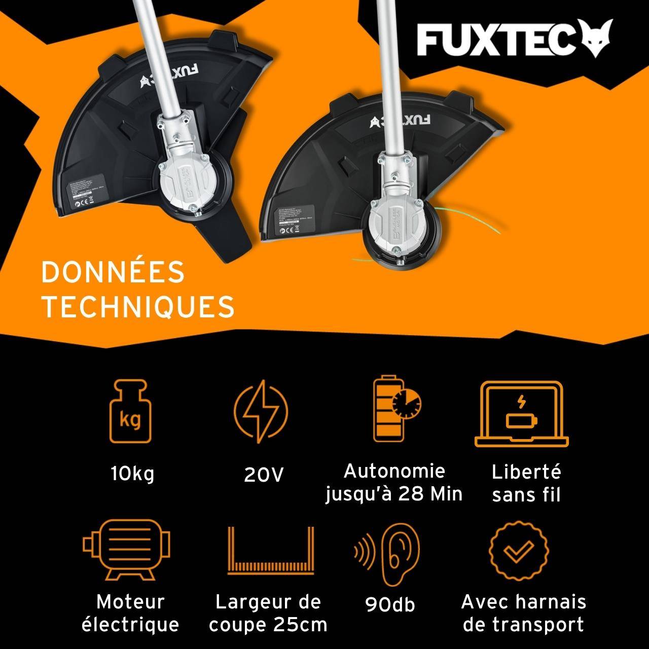 Débroussailleuse sans fil 40V FUXTEC FX-E2MS livrée sans batterie ni chargeur Fil et lame Largeur 25,5 - 35cm - Image 3