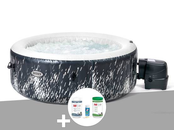 Kit spa gonflable Intex PureSpa Galaxie rond Bulles avec LED 4 places + Kit de traitement brome