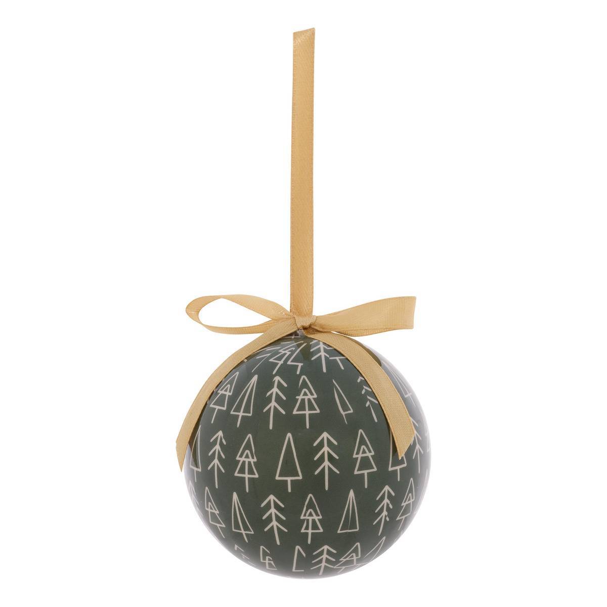 Feeric Christmas - Boule de Noël en papier imprimé sapin blanc et vert D. 75 mm - Feeric Lights & Christmas - Image 4