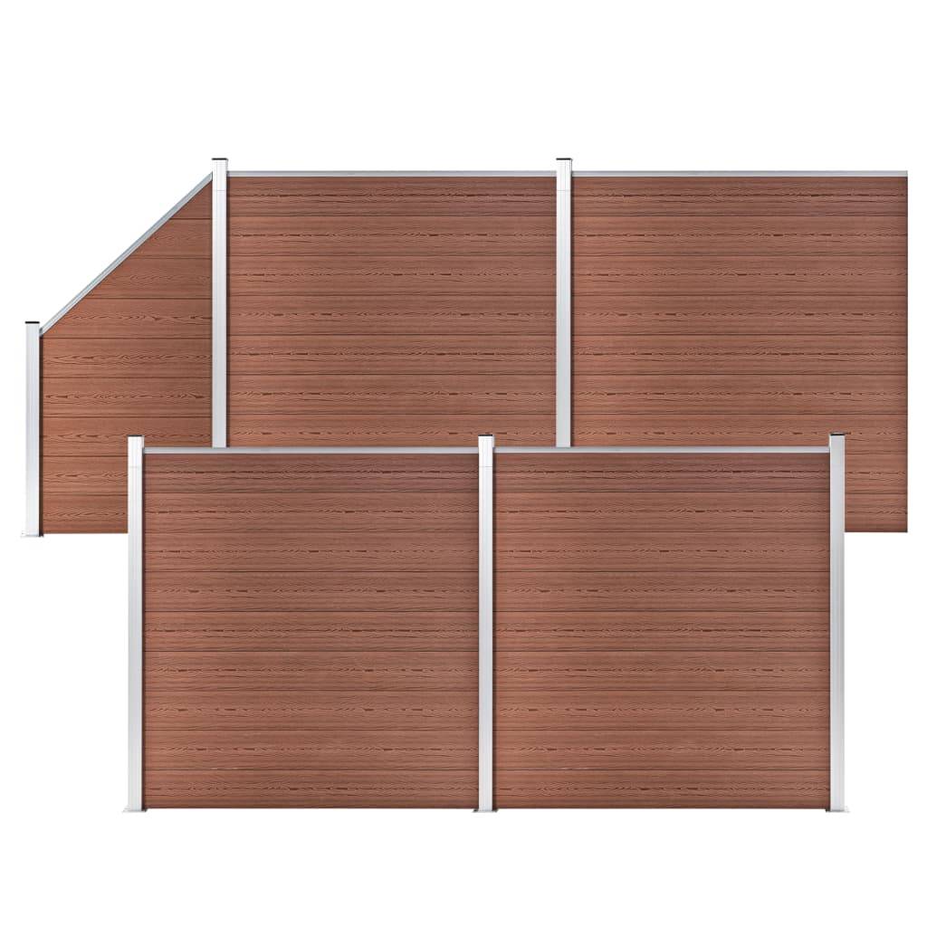 Clôture WPC 4 Carré + 1 Incliné Marron 792 x 186 cm - PANGIVO - Image 1