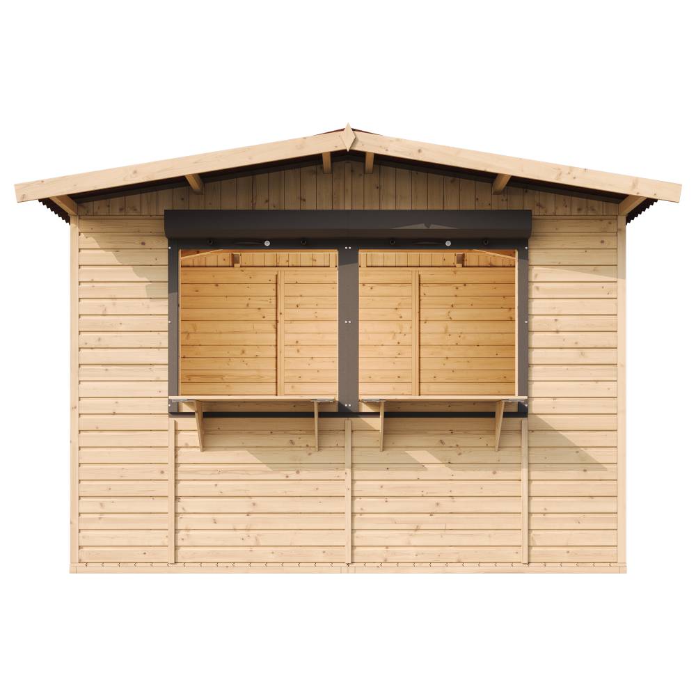 Timbela - Maison de jardin en bois 263 x 336 cm / 6 m² - Étal de marché en bois avec comptoir - Bar jardin - 17 mm d’épaisseur - Timbela M150Z - Image 2