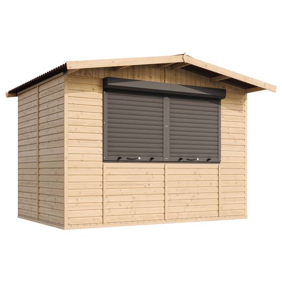 Timbela - Maison de jardin en bois 263 x 336 cm / 6 m² - Étal de marché en bois avec comptoir - Bar jardin - 17 mm d’épaisseur - Timbela M150Z - Image 4