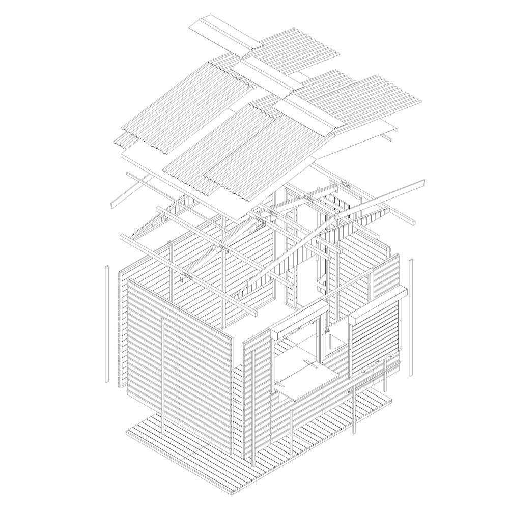 Timbela - Maison de jardin en bois 263 x 336 cm / 6 m² - Étal de marché en bois avec comptoir - Bar jardin - 17 mm d’épaisseur - Timbela M150Z - Image 7