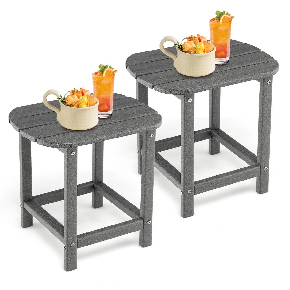 Table Basse d'Extérieur Table de Jardin Adirondack PEHD Antirouille et Imperméable 48x37x46cm Gris - Image 1