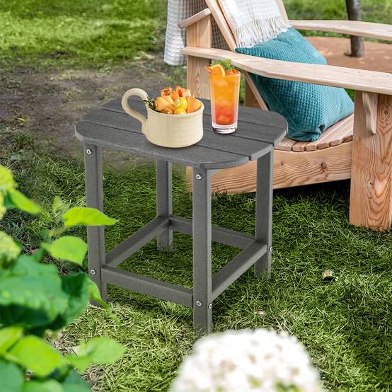 Table Basse d'Extérieur Table de Jardin Adirondack PEHD Antirouille et Imperméable 48x37x46cm Gris - Image 3
