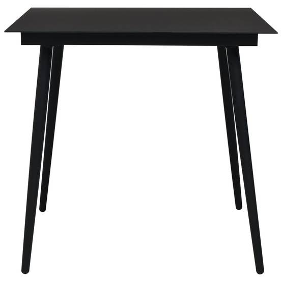 Maison Chic - Table à dîner de jardin - Table d'extérieur - Table de jardin Noir 80x80x74 cm Acier et verre-JU1776 - Image 1