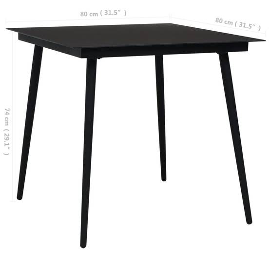 Maison Chic - Table à dîner de jardin - Table d'extérieur - Table de jardin Noir 80x80x74 cm Acier et verre-JU1776 - Image 4