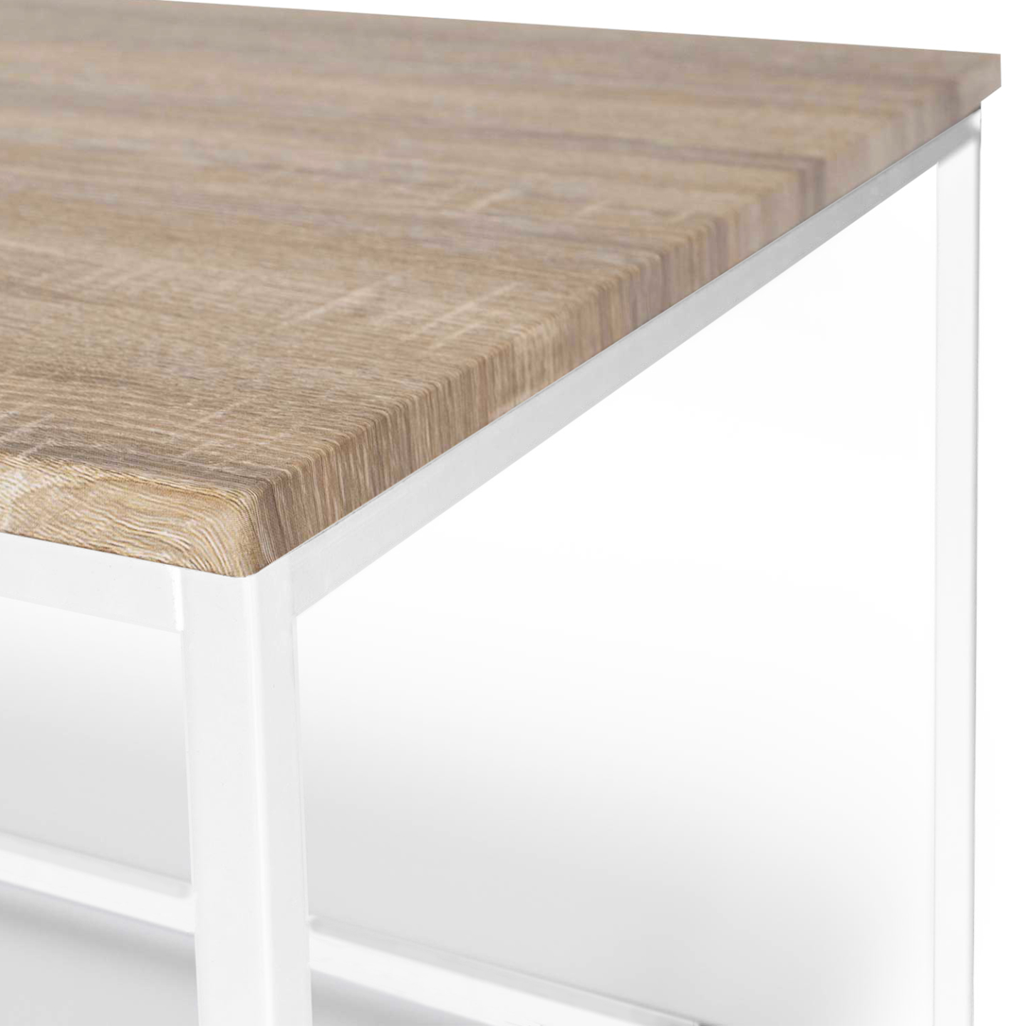 Table basse rectangulaire DETROIT 113 cm design industriel bois et métal blanc - Image 4
