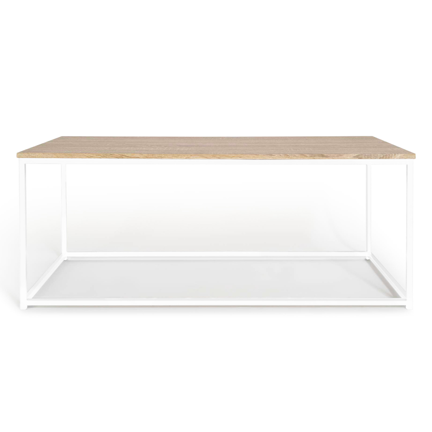Table basse rectangulaire DETROIT 113 cm design industriel bois et métal blanc - Image 3