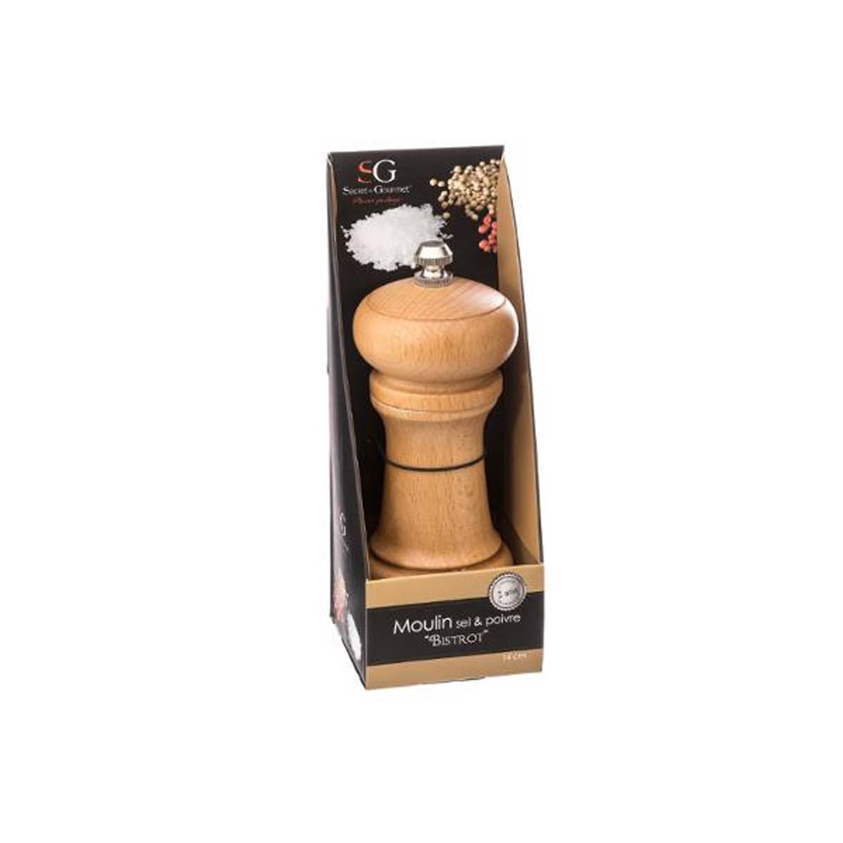 Moulin à Sel & Poivre en Bois "Bistrot" 14cm Naturel - Image 3