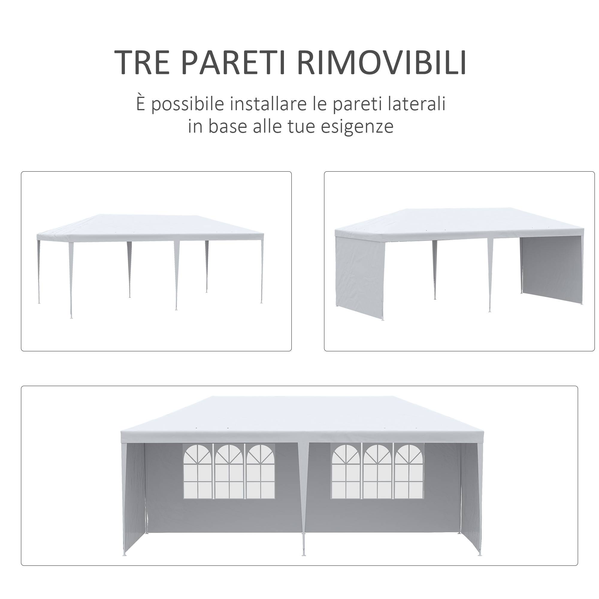 Tente de Réception Acier Fêtes et Événements Panneaux Amovibles 6x3m Blanc - ComfortXL Outdoor Living - Image 8