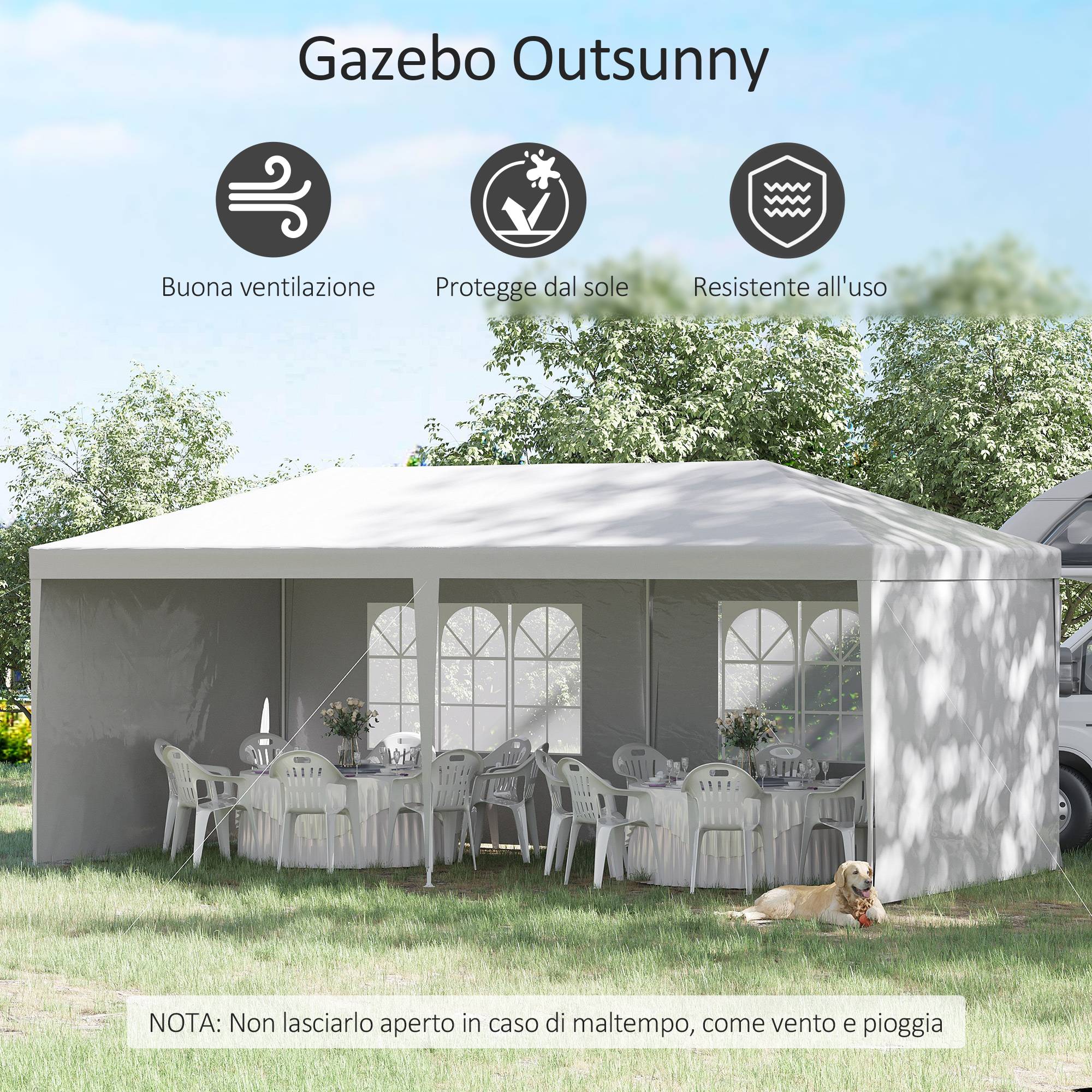 Tente de Réception Acier Fêtes et Événements Panneaux Amovibles 6x3m Blanc - ComfortXL Outdoor Living - Image 6