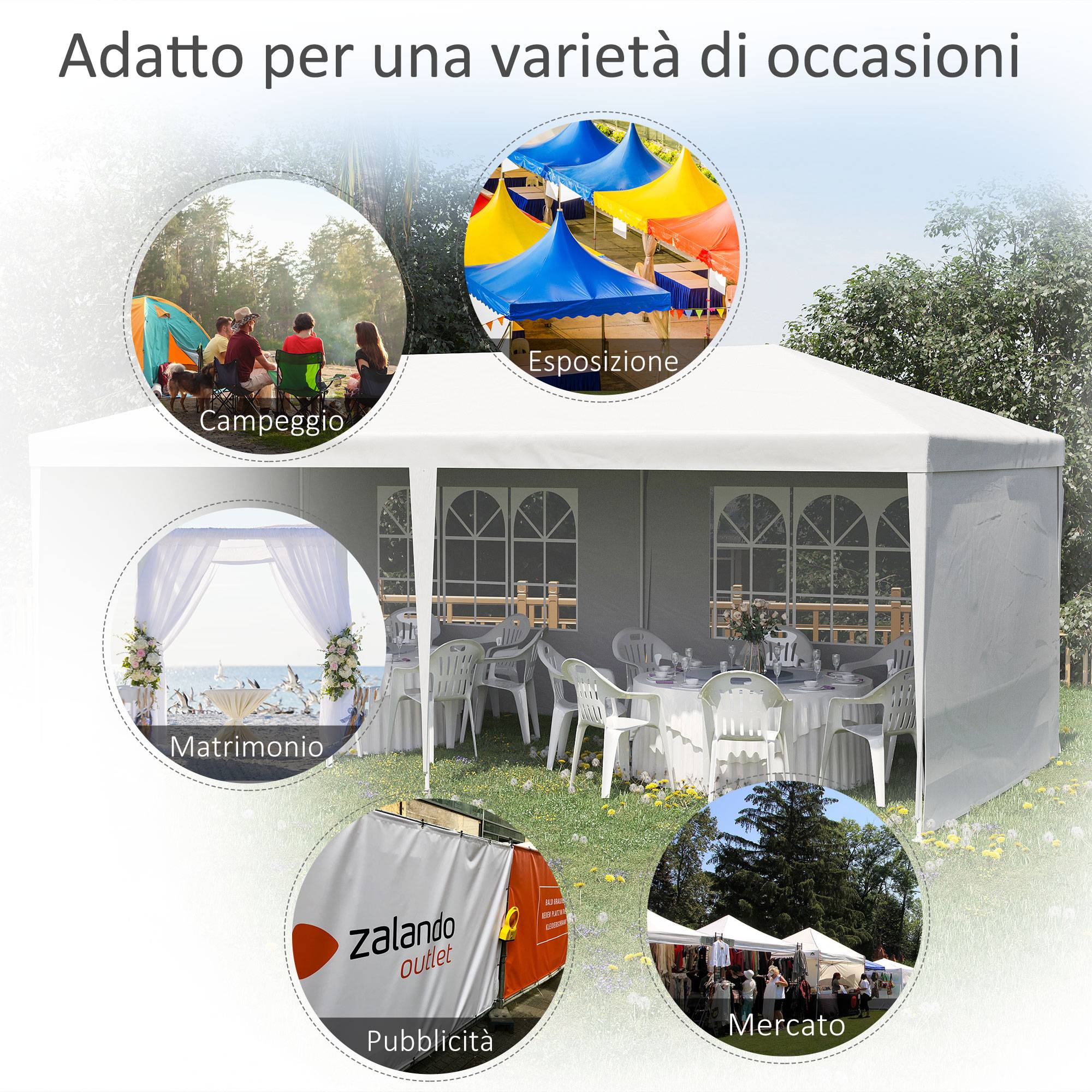 Tente de Réception Acier Fêtes et Événements Panneaux Amovibles 6x3m Blanc - ComfortXL Outdoor Living - Image 9