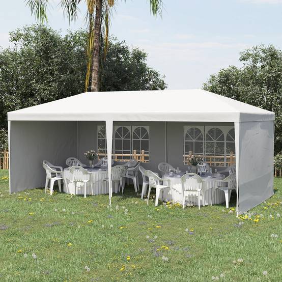 Tente de Réception Acier Fêtes et Événements Panneaux Amovibles 6x3m Blanc - ComfortXL Outdoor Living - Image 3