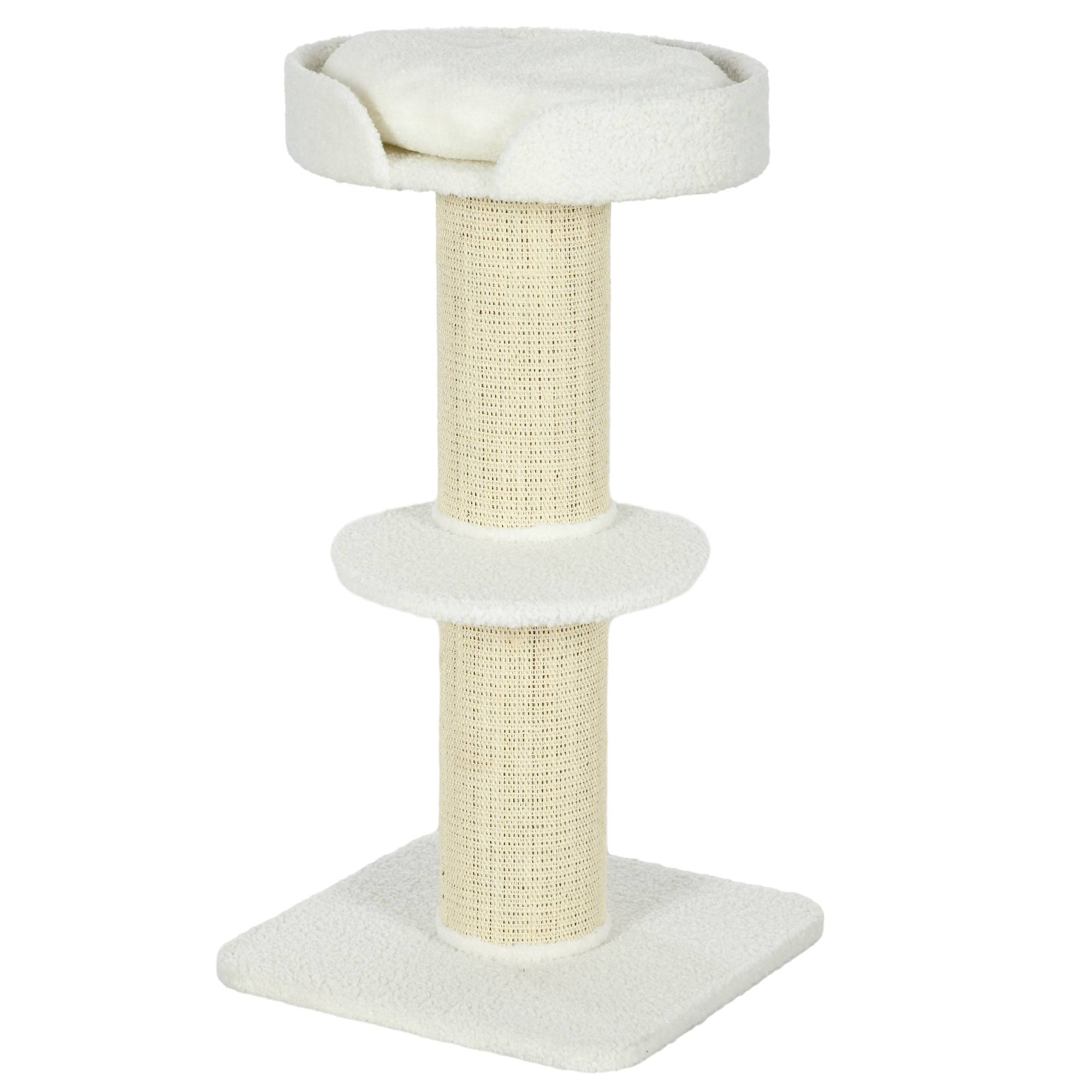Arbre à chat sisal et peluche crème 45 x 45 x 91 cm - PANGIVO - Image 2