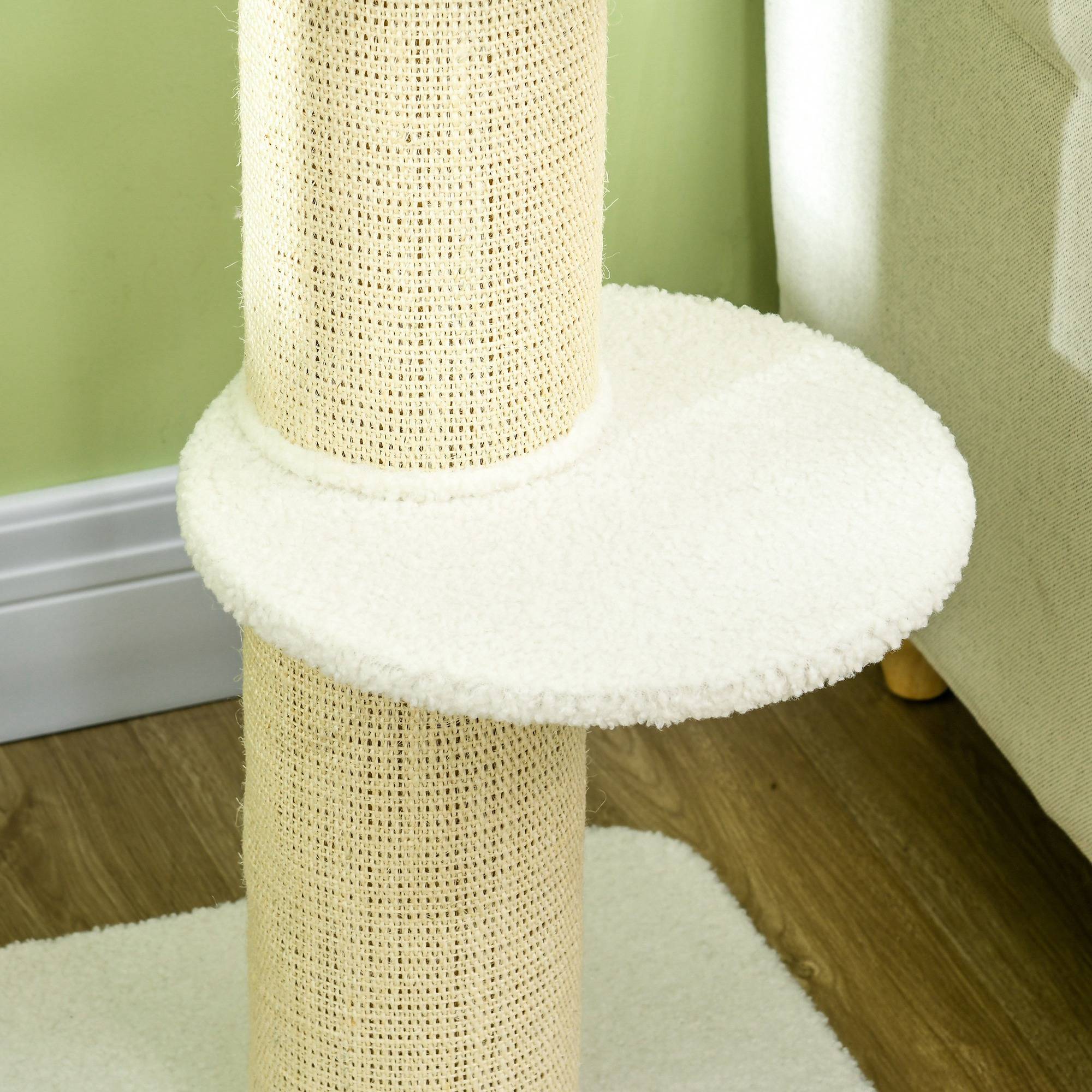 Arbre à chat sisal et peluche crème 45 x 45 x 91 cm - PANGIVO - Image 10