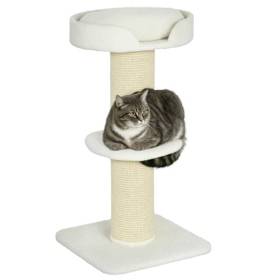 Arbre à chat sisal et peluche crème 45 x 45 x 91 cm - PANGIVO - Image 1