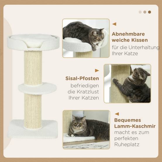 Arbre à chat sisal et peluche crème 45 x 45 x 91 cm - PANGIVO - Image 7
