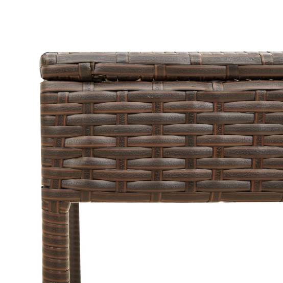 Chaise longue | Transat | Bain de soleil avec auvent et table marron résine tressée - Image 9