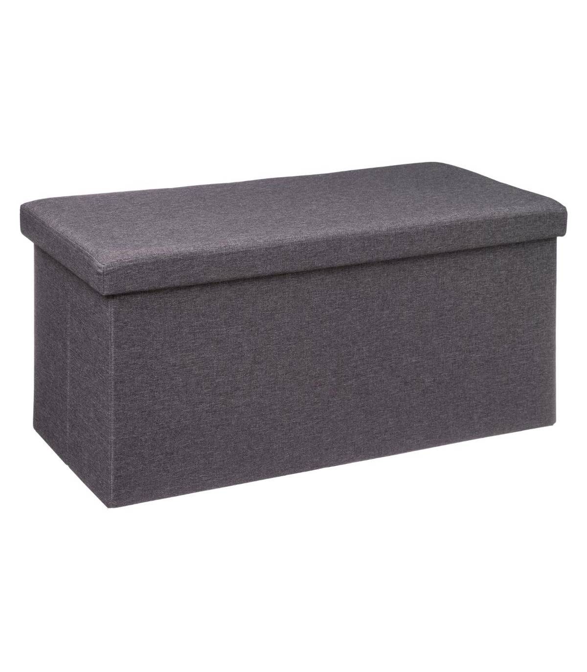 2 en 1 Pouf pliant double et Coffre de rangement Gris foncé 76 x 37.5 cm - Image 1