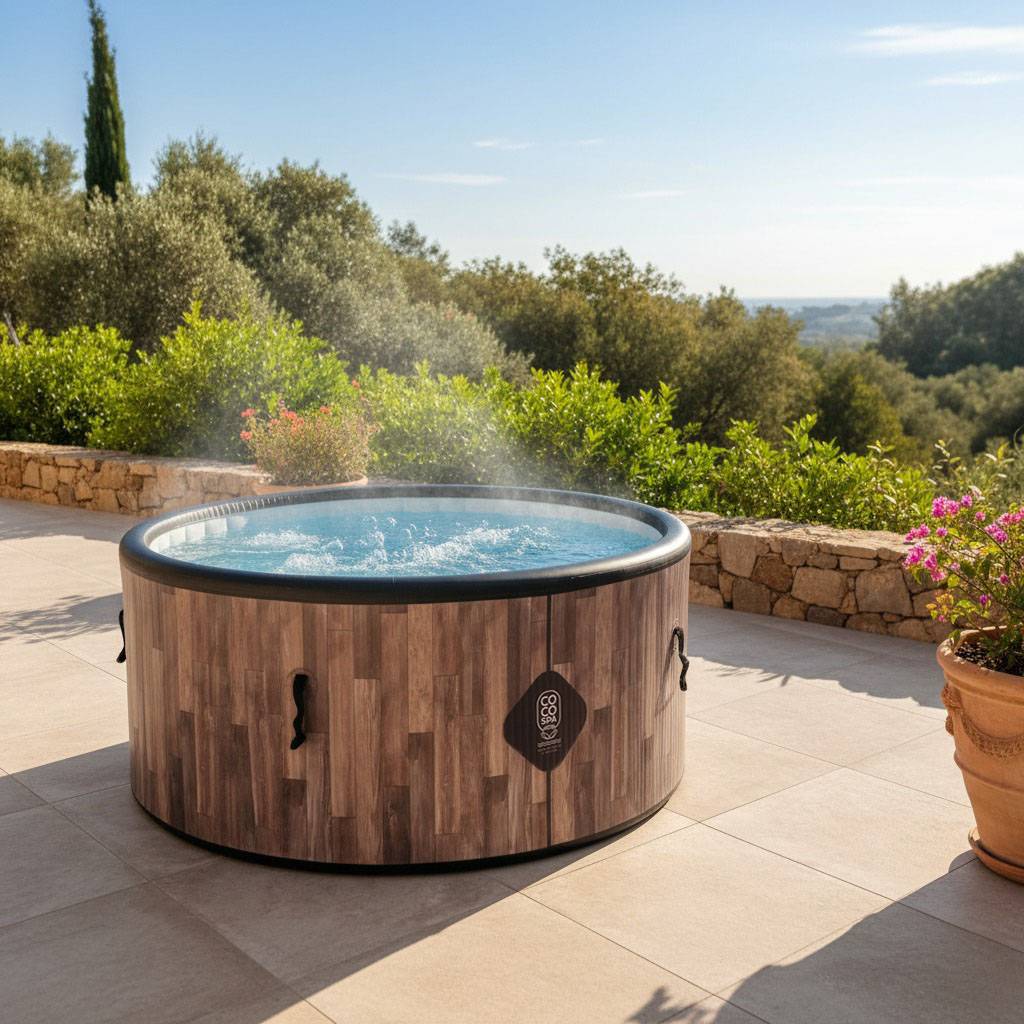 Spa gonflable 2 places chauffant & massant imitation bois 150cm - Image 2