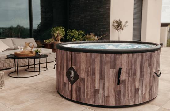 Spa gonflable 2 places chauffant & massant imitation bois 150cm - Image 4