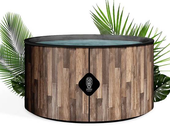 Spa gonflable 2 places chauffant & massant imitation bois 150cm - Image 1
