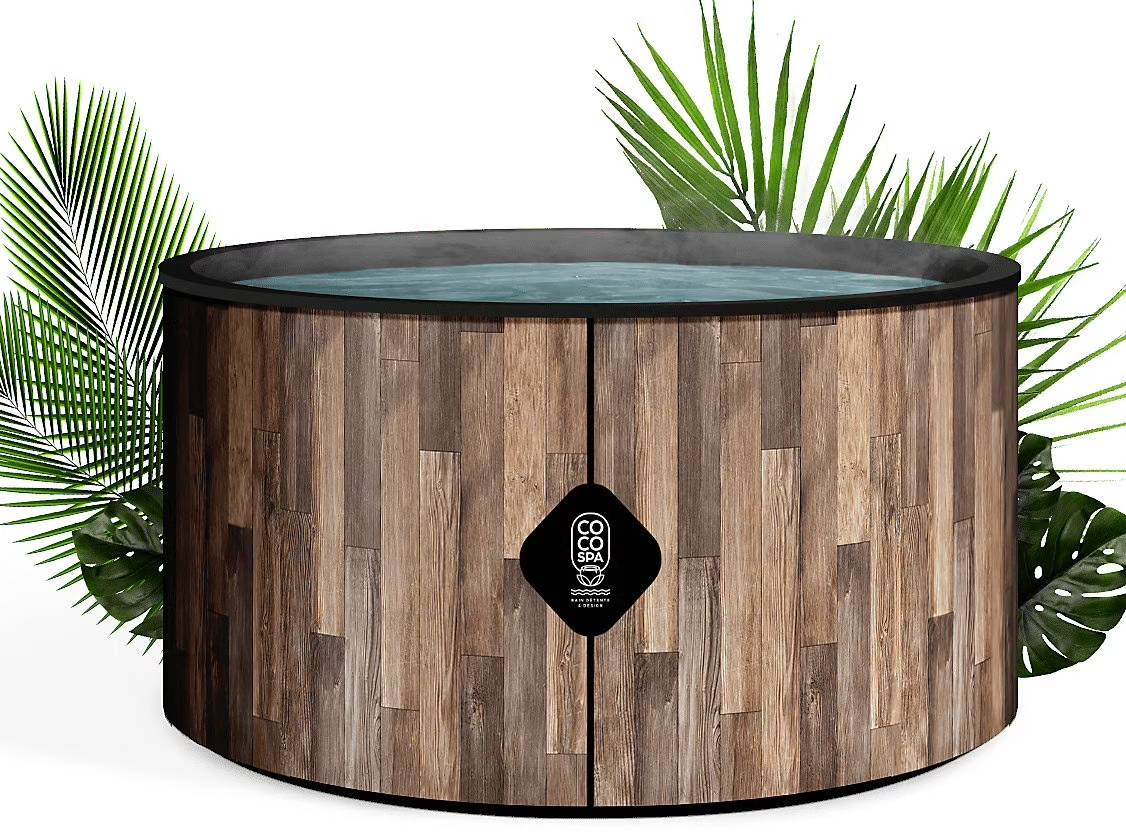 Spa gonflable 2 places chauffant & massant imitation bois 150cm - Image 1