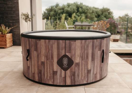 Spa gonflable 2 places chauffant & massant imitation bois 150cm - Image 8