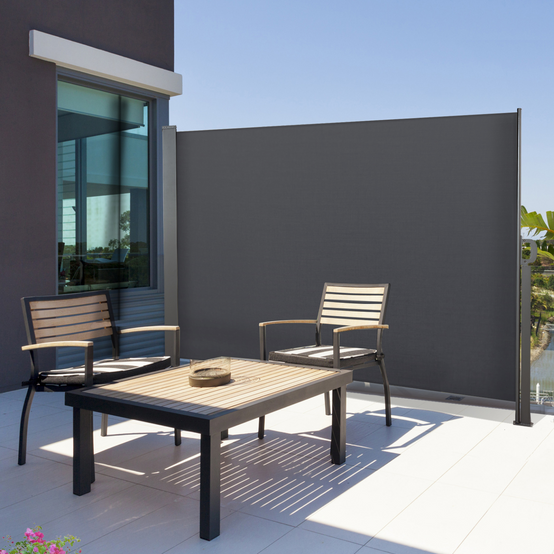 Paravent extérieur rétractable 180 x 300 CM gris anthracite store latéral - Image 1
