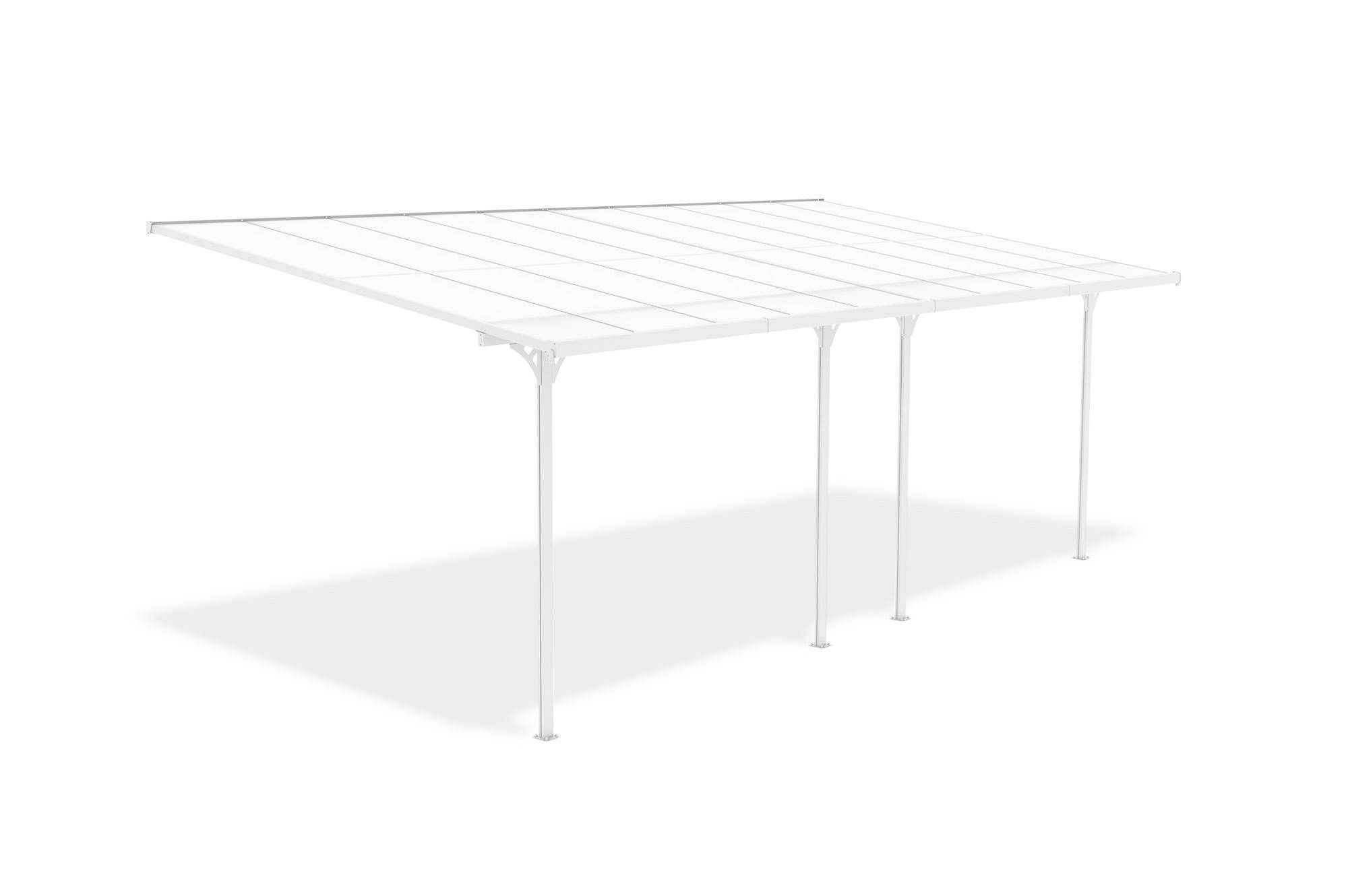 CAZEBOO - Cazeboo Pergola/Carport adossée 18m² KLEO 6x3 m blanc - toit terrasse en aluminium et polycarbonate - Image 4