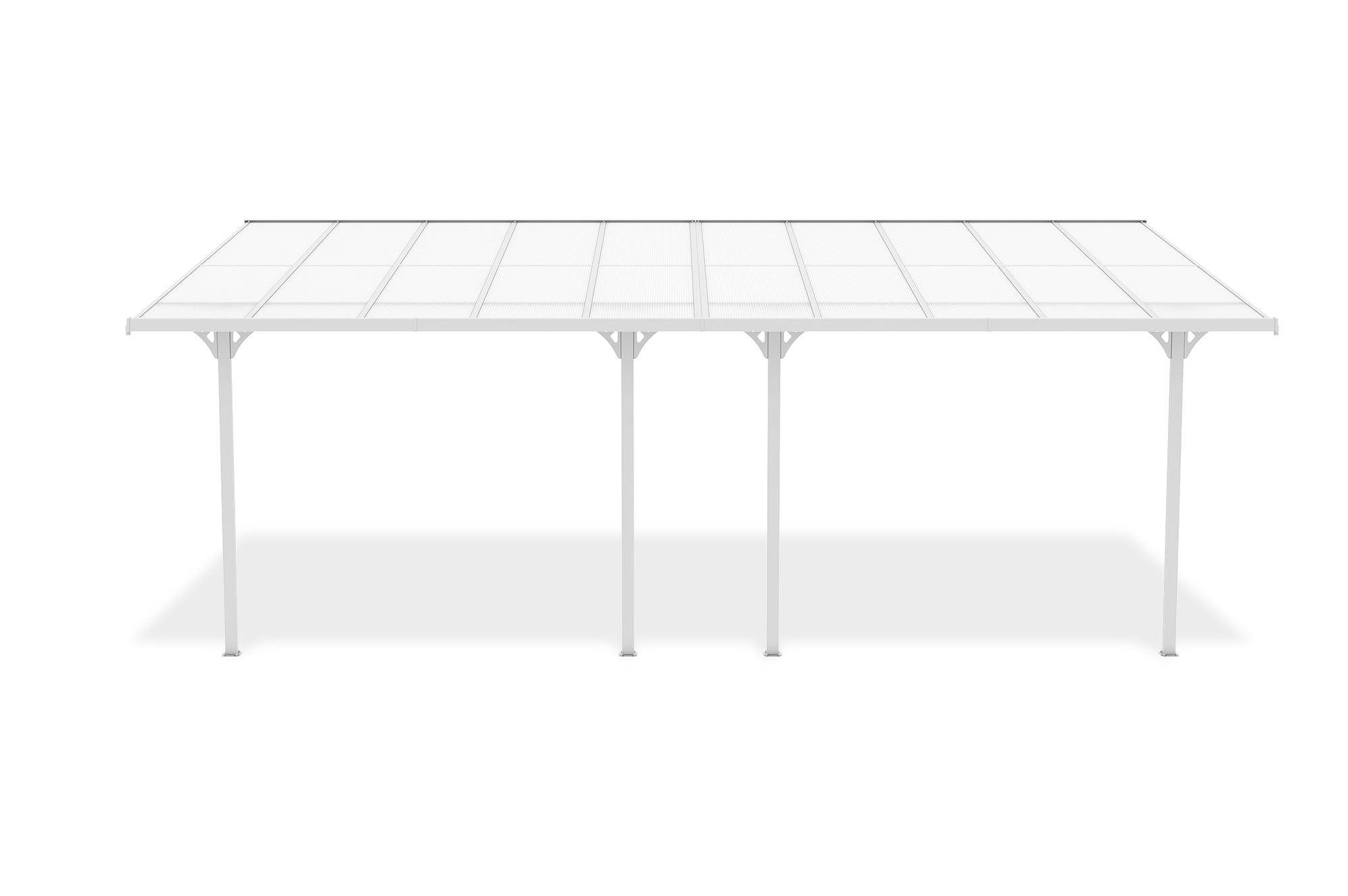 CAZEBOO - Cazeboo Pergola/Carport adossée 18m² KLEO 6x3 m blanc - toit terrasse en aluminium et polycarbonate - Image 3