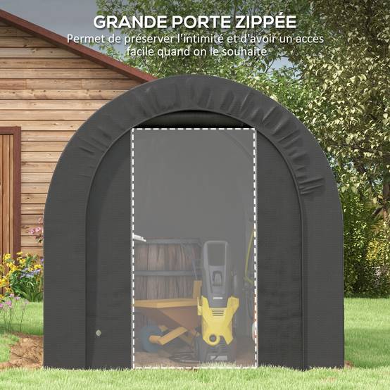 Abri de Jardin Tente de Rangement Extérieur Abri Vélo 240 x 180 x 190 cm Bâche PE Métal - Image 8