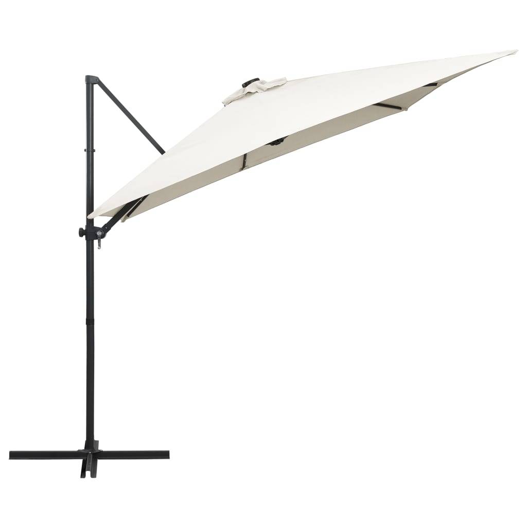 Helloshop26 - Parasol déporté avec led et mât en acier 250 x 250 cm sable - Image 4