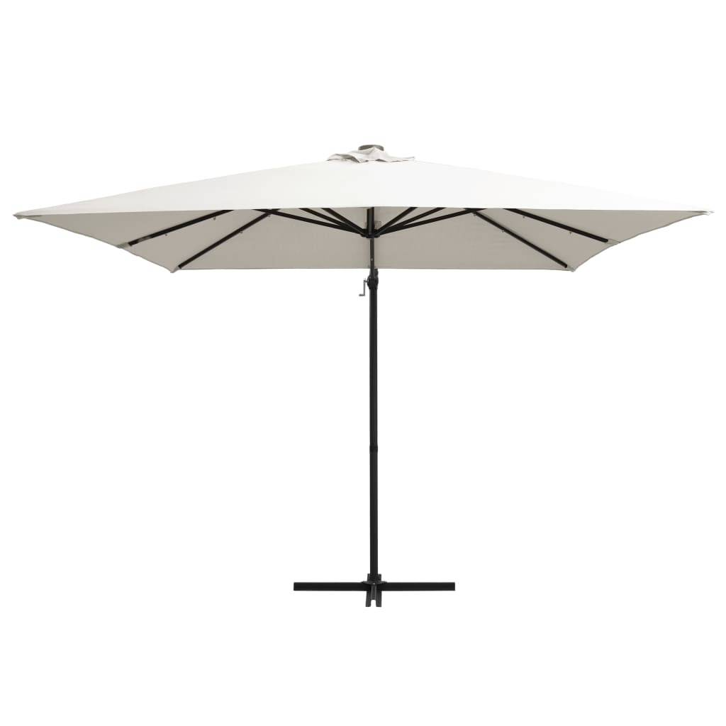 Helloshop26 - Parasol déporté avec led et mât en acier 250 x 250 cm sable - Image 2